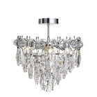 Plafonnier 3 ampoules catherine, en chrome et cristal