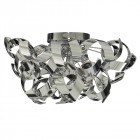 Plafonnier 3 ampoules curls, chrome et verre