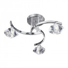 Plafonnier 3 ampoules sculptured ice, en chrome et verre
