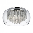 Plafonnier 4 ampoules curva, en chrome, aluminium et verre