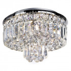 Plafonnier 5 ampoules vesuvius, en chrome et cristal
