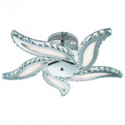 Plafonnier 5 lampes zinnia en chrome, cristal et acrylique