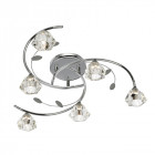 Plafonnier 6 ampoules sierra, en chrome et verre