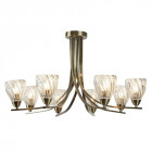Plafonnier 8 ampoules ascona ii, en laiton antique et verre