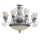 Plafonnier argenté country 11 ampoules 240 cm
