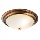 Plafonnier athens, cuivre antique et verre acide