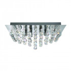 Plafonnier carré 4 ampoules hanna, en chrome et cristal