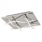 Plafonnier carré modern, chrome et acrylique, 4 ampoules