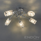 Plafonnier colby, chrome et verre, 5 ampoules