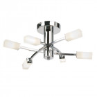 Plafonnier havana, chrome et verre, 6 ampoules
