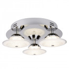 Plafonnier kara, chrome et verre, 3 ampoules