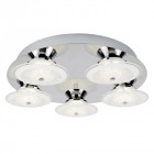 Plafonnier kara, chrome et verre, 5 ampoules