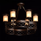 Plafonnier marron country 6 ampoules 50 cm