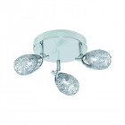 Plafonnier mesh spot i, chrome et maille chromée, 3 éclairages