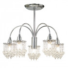 Plafonnier milieu, chrome et verre, 5 ampoules