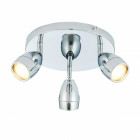 Plafonnier porto, chrome et verre, 3 ampoules