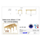 Abri deux pentes adosse, 300cmx500cm, bois douglas francais, carport, auvent, abri voiture, cpbf-v2pa300x500