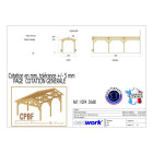 Abri deux pentes adosse, 300cmx800cm, bois douglas francais, carport, auvent, abri voiture, cpbf-v2pa300x800