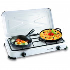 Plaque de cuisson gaz portable 2 feux - 2600 w - blanc laqué