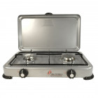 Plaque de cuisson gaz portable 2 feux 3200 w silver 2 butane-propane gris aluminium couvercle