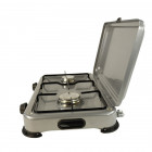 Plaque de cuisson gaz portable 2 feux 3200 w silver 2 butane-propane gris aluminium couvercle