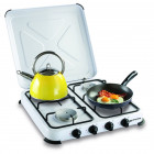 Plaque de cuisson gaz portable 4 feux - 4650 w - blanc laqué