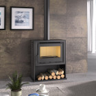Fm poêle à bois acier m-203 12,5kw à chaleur ventilée