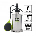 Pompe d'évacuation vito pour eaux claires 500w - vide piscine, eaux de pluie - câble électrique 10m