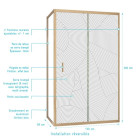 Porte de douche coulissante avec retour 120x90x200cm - Style Japandi arrondi cadre effet bois - HINATA Aurlane - PACF501