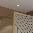 Porte de douche coulissante avec retour 120x90x200cm Style Japandi Géométrique - Cadre Effet Bois - HINATA Aurlane - PACF499