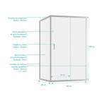 Porte de douche coulissante et retour 120x90x200cm - Verre trempé 6 mm - Profilé chrome - CHROMED CRUSH Aurlane - PACF493