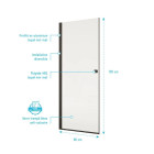 Porte de douche pivotante 80x195cm - Verre trempé 8mm anticalcaire - Alu Noir - DARK ELEMENTARY Aurlane - FAC1102