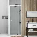Porte de douche pivotante ajustable de 78 à 90cm en Alu Blanc et verre transparent - WHITY PIVOT Aurlane - FAC496