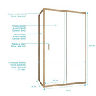 Porte de douche pivotante et retour 120x80x200cm - Profilés alu effet bois - Verre trempé 6mm - WOOD CRUSH Aurlane - PACF503