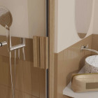 Porte de douche pivotante et retour 90x90x200cm - Profilés alu effet bois - Verre trempé 6mm - WOOD CRUSH Aurlane - PACF502