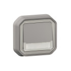 Poussoir no-nf lumineux porte-étiquette plexo complet encastré gris (069824l)