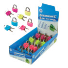 Présentoir de 12 cadenas en laiton fluo - 30 mm