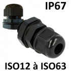 Presse étoupes noir iso ip67 + contre écrou m32 - ø 14 -21mm - perçage 32,5mm