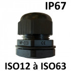 Presse étoupes noir iso ip67 + contre écrou m32 - ø 14 -21mm - perçage 32,5mm