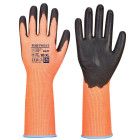 Gants anti-coupure de niveau d haute visibilité à manchette longue - orange / noir -  Taille au choix 