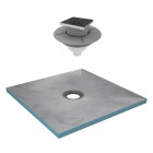 Receveur de douche à carreler 90x90 cm avec bondes à sortie verticale - Grille Inox - RAINY Aurlane - PACR002