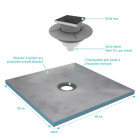Receveur de douche à carreler 90x90 cm avec bondes à sortie verticale - Grille Inox - RAINY Aurlane - PACR002