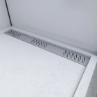 Receveur en acrylique blanc effet pierre 90x120x4 cm - Grille linéaire chrome - MOON Aurlane - FAC612