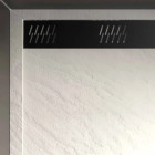 Receveur en acrylique MOON Blanc effet pierre 80x120x4 cm grille linéaire Noire Aurlane - FAC1022