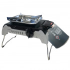 Réchaud gaz piezo 2400w fivestar + 4 cartouches gaz 450 gr butane-propane avec pieds pliables + mallette de transport