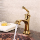 Robinet lavabo surélevé style classique en laiton solide doré