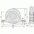 Roue à support intérieur à gorge triangulaire 336 v diamètre 120 mm - 2 roulements pour roues à roulements à billes