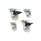 Roultou/gpi - roulette platine deco translucide pivotante dont 2 avec frein ø 35