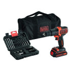 Perceuse à percussion sans fil - BLACK & DECKER - avec 1 batterie - chargeur - accessoire - sac souple - BDCHD18S32-QW