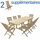 Ensemble salon de jardin en teck amara 6+2 chaises 2 fauteuils - bundle chaises